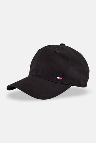 Men Embroidered Logo Adjustable Buckle Closure Cap, Black