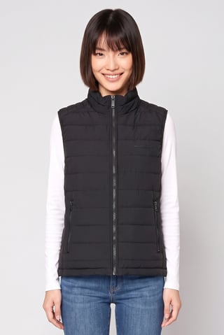 Women Quilted Puffer Vest Jacket, Black