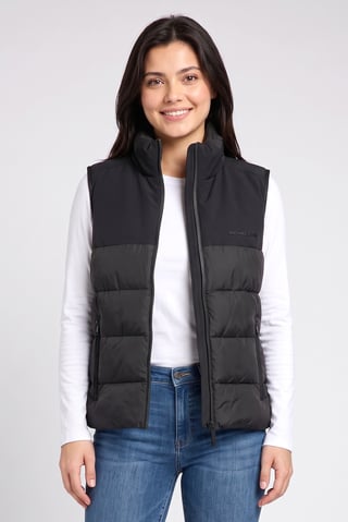 Women Quilted Puffer Vest Jacket, Black
