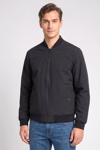 Men Plain Bomber Jacket, Black