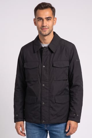 Women Plain Shirt Jacket, Black