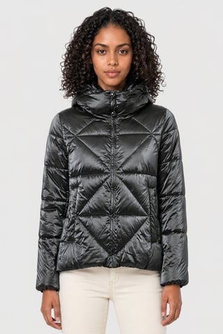 Women Quilted Puffer Jacket, Grey