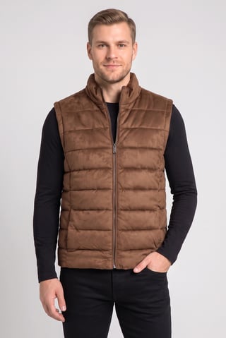Men Quilted Puffer Vest Jacket, Brown