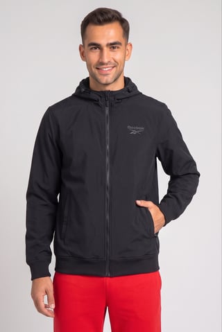 Men Sportswear Fit Long Sleeve Outdoor Jacket, Black