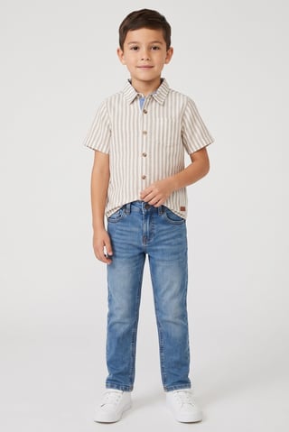 Kids Boy 2 Pieces Stripe Shirt And Jeans Set, Multiolor