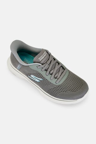 Women GO WALK 7 Lace Up Walking Shoes, Grey
