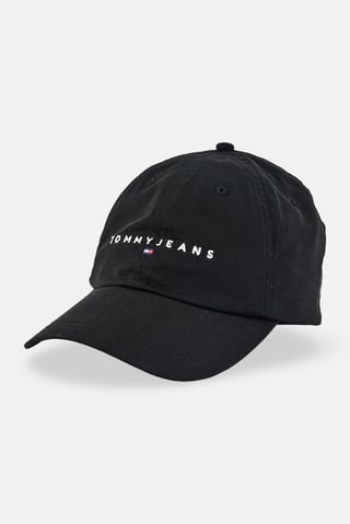 Men Embroidered Logo Velcro Closure Cap, Black