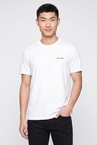 Men Crew Neck Short Sleeve Brand Logo T-Shirt, White