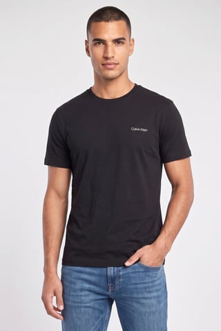 Men Crew Neck Short Sleeve Brand Logo T-Shirt, Black
