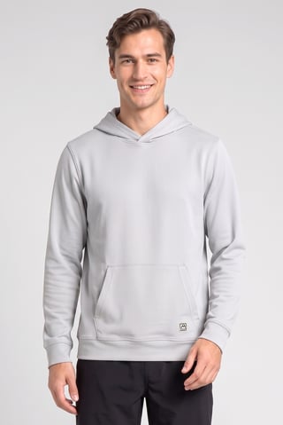 Men Brand Logo Long Sleeve Hoodie, Light Grey