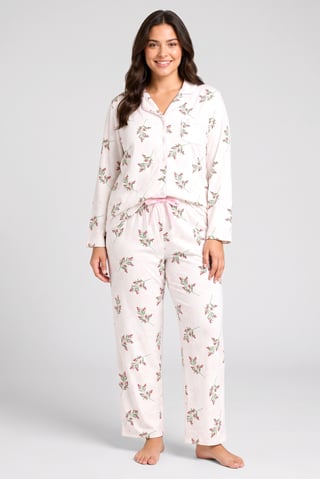 Women 2 Pcs Floral Print Long Sleeve Pyjama Top And Pants Set, Multicolor