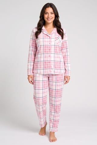 Women Plaid Long Sleeve Top And Pants Sleepwear Set, Multicolor