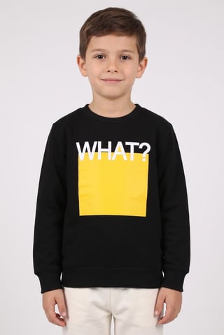 Kids Boy Crew Neck Long Sleeve Graphic Print Sweatshirt, Black