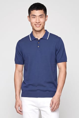 Men Regular Fit Plain Short Sleeve Polo Shirt, Navy