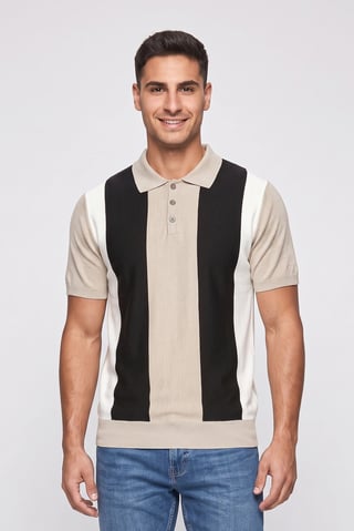 Men Spread Collar Short Sleeve Textured Polo, Multicolor
