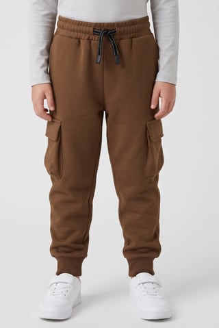 Kids Boy Regular Fit Solid Jogger Pants, Brown
