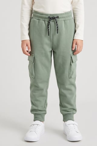Kids Boy Regular Fit Solid Cargo Pants, Sage Green