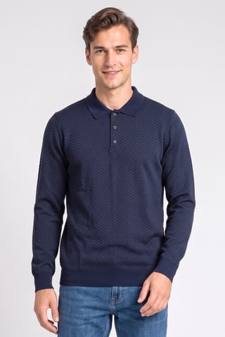 Men Spread Collar Textured Sweater, Multicolor