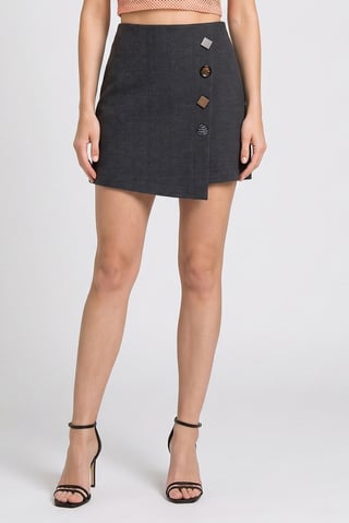 Women Heather Mini Skirt, Grey