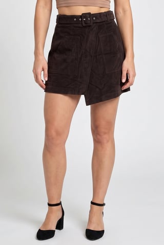 Women Textured Mini Skirts, Dark Taupe