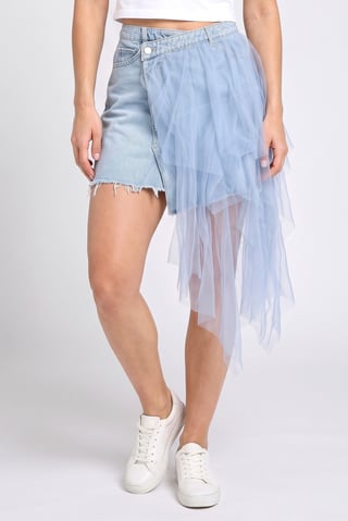 Your Choice By Vero Moda Women Washed Denim Skirt, Light Blue
