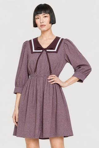 Women  Micro Check Print Shirt Dress, Multicolor