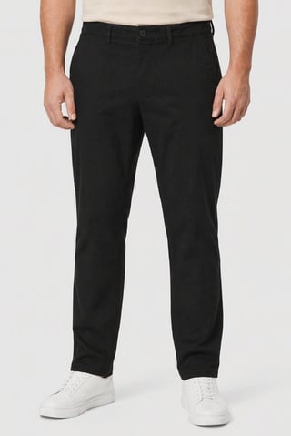 Men Straight Solid Chino Pants, Black