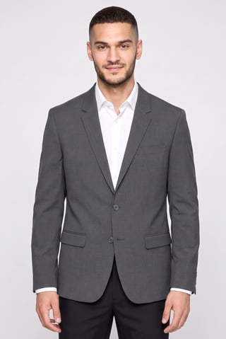 Men Slim Fit Solid Casual Blazer, Grey