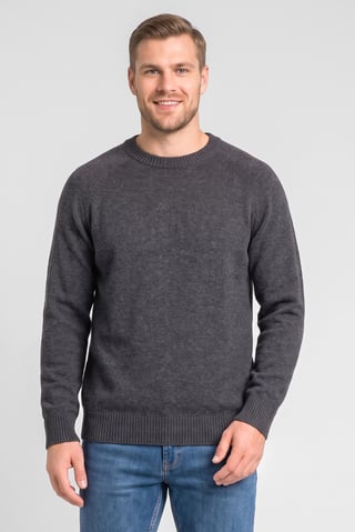 Men Crew Neck Knitted Long Sleeve Sweater, Charcoal Grey