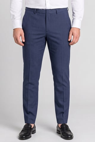 Men Slim Fit Textured Dress Pants, Navy