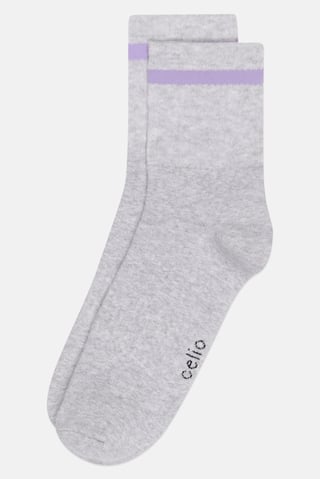 Men Stripe Crew Socks, Heather Grey
