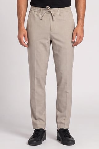 Men Stretch Fit Solid Straight Leg Pants, Heather Beige