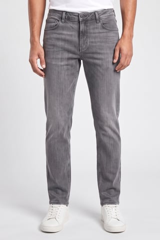 Men Straight Fit Washed Stretchable Denim Jeans, Grey