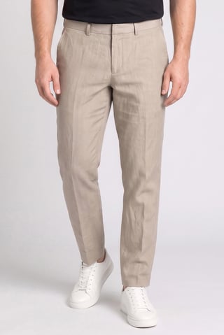Men Slim Fit Solid Dress Pants, Taupe