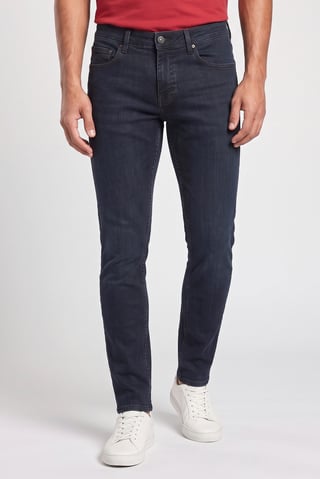Men Slim Fit Solid Stretchable Jeans, Navy Blue