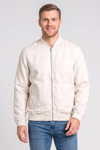 Men Plain Bomber Jacket, Light Beige