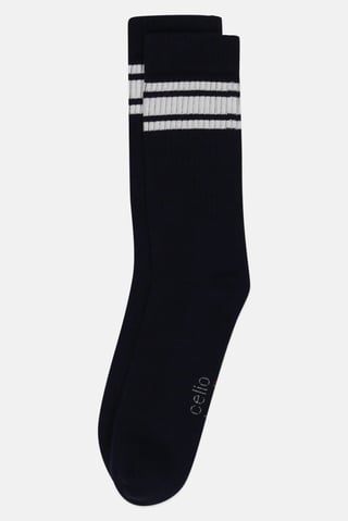Men Stripe Crew Socks, Navy