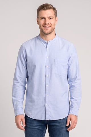 Men Regular Fit Plain Long Sleeve Casual Shirt, Light Blue
