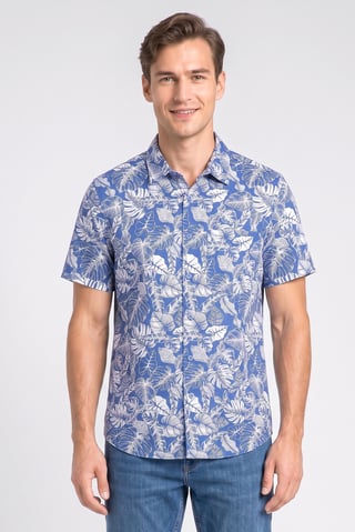 Men Regular Fit Floral Print Short Sleeve Casual Shirt, Multicolor