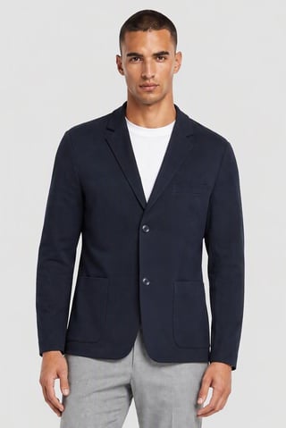 Men Sim Fit Plain Blazer, Black Navy