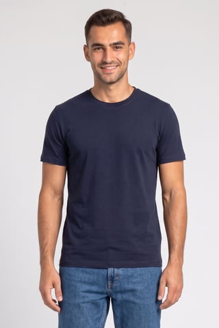 Men Crew Neck Short Sleeve Textured T-Shirt, Navy