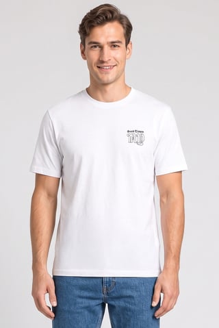 Men Crew Neck Short Sleeve Graphic Print T-Shirt, White