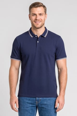 Men Regular Fit Short Sleeve Solid Polo Shirt, Navy
