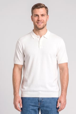 Men Regular Fit Plain Short Sleeve Polo Shirt, White