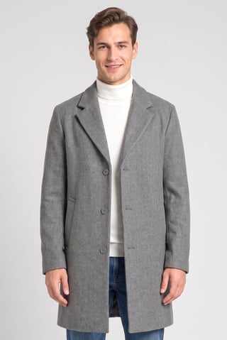 Men Plain Trench Coat, Dark Grey