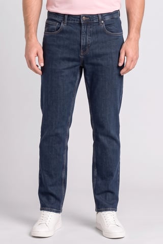 Men Regular Fit Washed Stretchable Jeans, Navy Blue