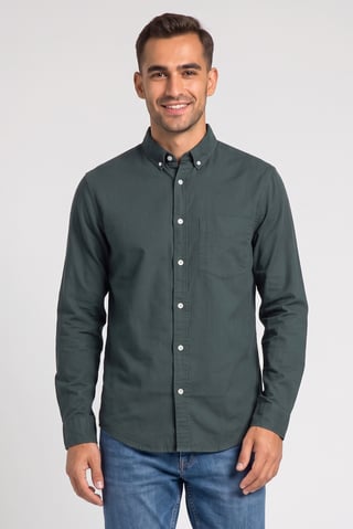 Men Regular Fit Long Sleeve Solid Casual Shirt, Moss Green