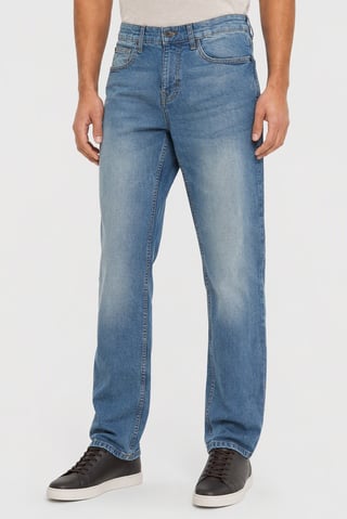 Men Regular Fit Washed Stretchable Jeans, Blue