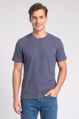 Men Crew Neck Short Sleeve Textured T- Shirt, Navy