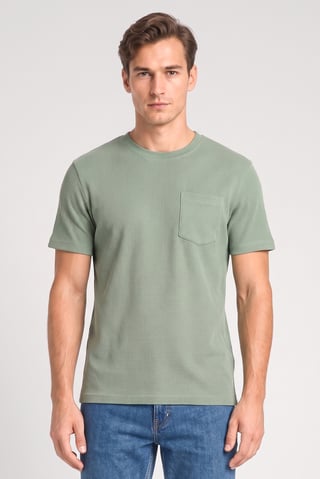 Men Crew Neck Short Sleeve Textured T-Shirt, Sage Green